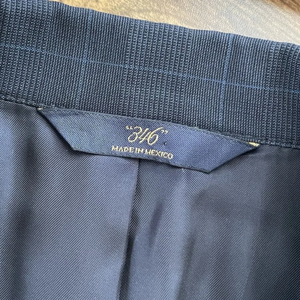 Brooks Brothers 346 Regent Fit Two Button Blazer 43R Dark Blue Glen Plaid Wool